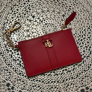 Ralph Lauren Scarlet Card Holder with Gold Accent